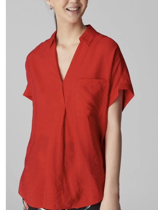 Whistles Tops - Whistles Lea Short Sleeve Red Orange Blouse Shirt